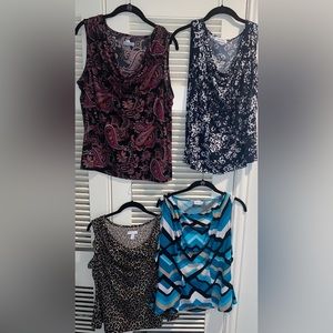 Bundle of 4 drape neck shells Calvin Klein and Charter Club
